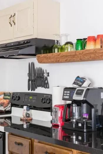 Cooking supplies and coffee maker