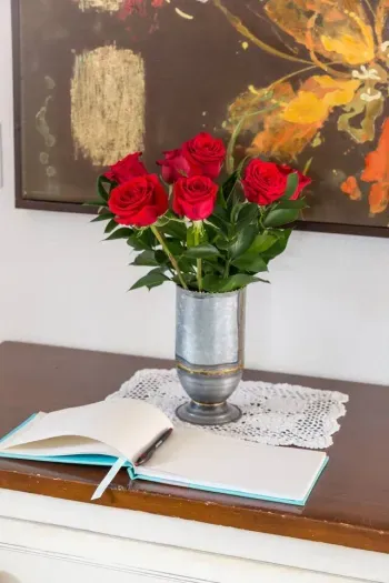 Flowers and guestbook