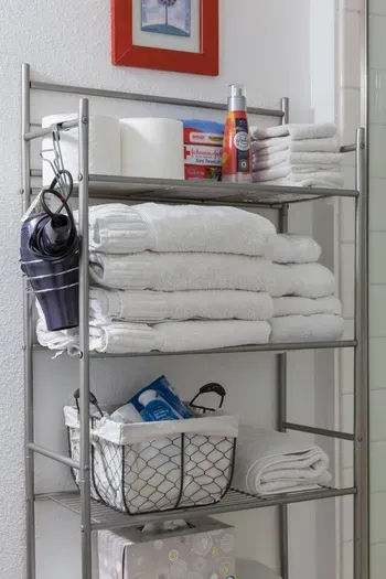 All the amenities you need - hair dryer, towels, and bathroom supplies