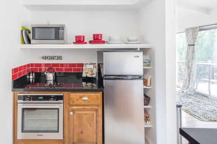 Refrigerator, microwave, oven and stovetop