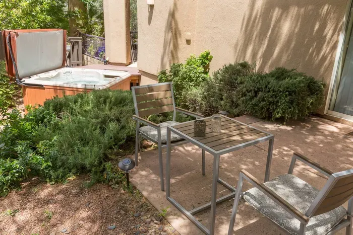 Hot tub and seating area