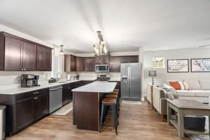 GOURMET KITCHEN: Cook up a storm with all the essentials, including a hand mixer, toaster, hot water kettle, crockpot, blender, Instant Pot, electric griddle, food processor, coffee makers (drip & Keurig), and a full array of cookware, bakeware
