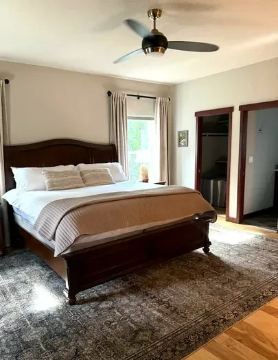 Comfortable bedroom with DreamCloud mattresses and cozy bedding near Silverwood Theme Park by CDAstay