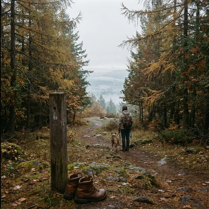 Fall hike with dog near Coeur d'Alene lake vistas