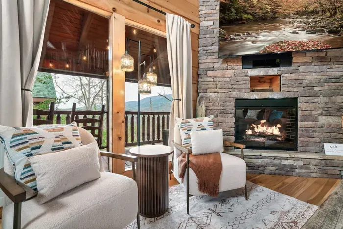 View next to the fireplace