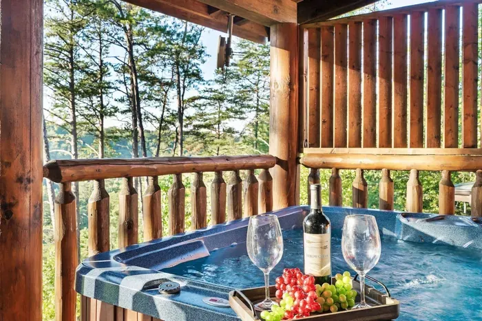 Private hot tub over looking the mountains