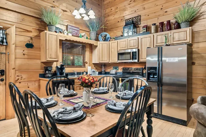 Kitchen with all modern appliances needed to enjoying home cooked meals. Our dining table seats 5.