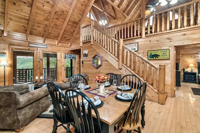 Stairs leading to the loft / game room.