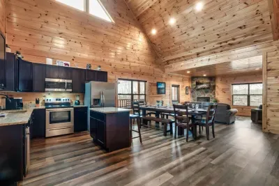 Our cabin has an open concept.