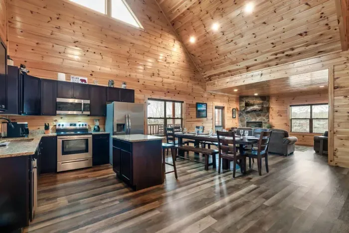 Our cabin has an open concept.