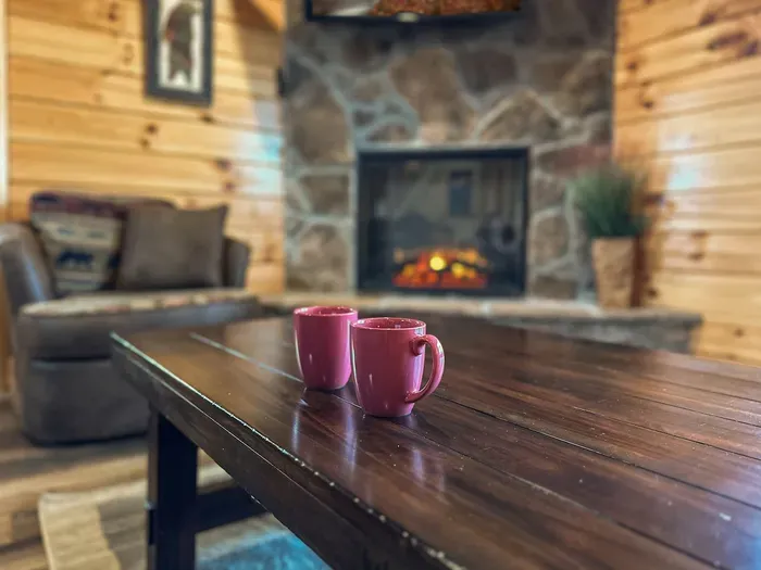 Enjoy coffee by the fire!