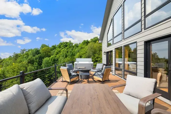 We have an outdoor dining area and fire pit on our back deck