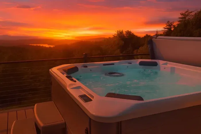 Enjoy our brand new hot tub while overlooking the mountains!