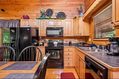 Full kitchen with modern appliances. We provide all the necessary essentials so you can enjoy a home cooked meal.