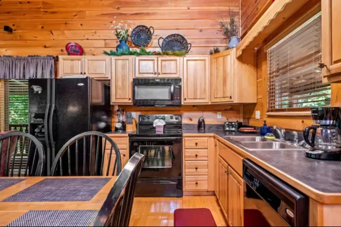 Full kitchen with modern appliances. We provide all the necessary essentials so you can enjoy a home cooked meal.