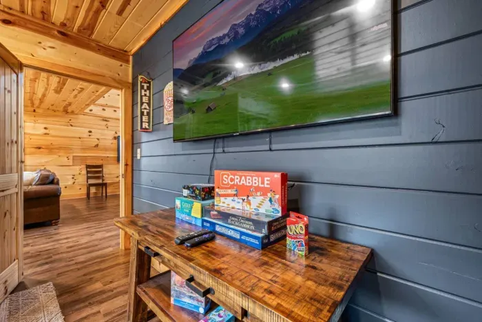 Theater room with board games