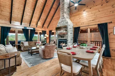 Spacious living room and dining area