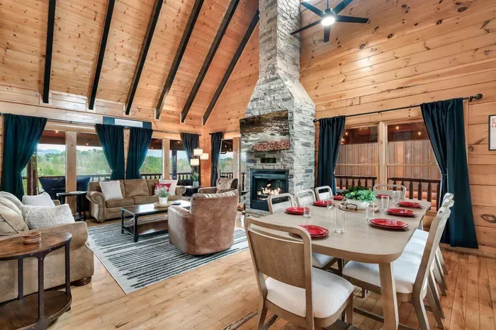 Spacious living room and dining area