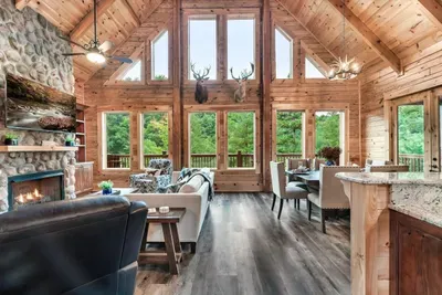 Gorgeous floor to ceiling window capture a gorgeous mountain views