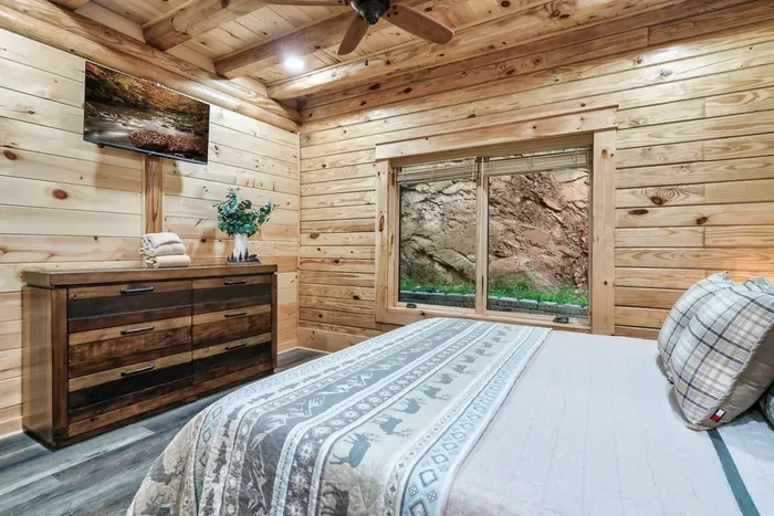 Each bedroom has a kind sized bed