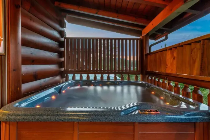 Our hot tub is completely drained and disinfected between each guests stay