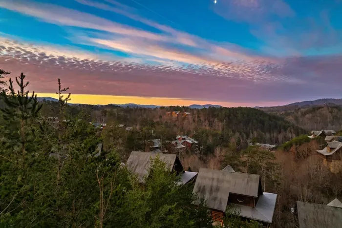 Enjoy mountain views from the back deck