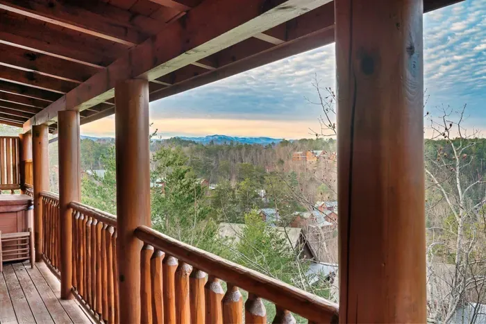 Enjoy mountain views from the back deck