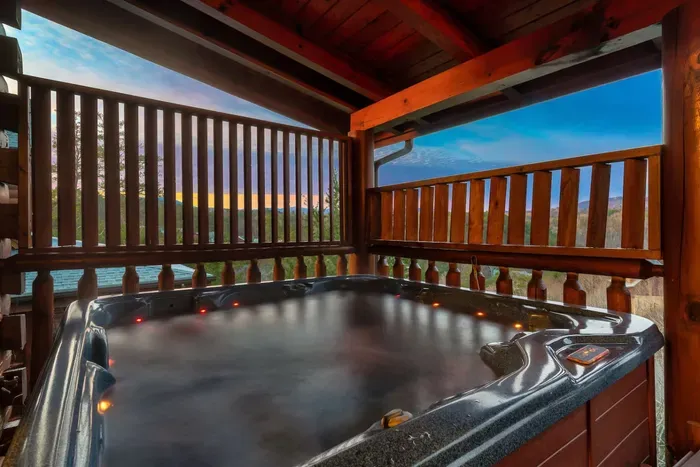 Soak in the hot tub while you take in the views!