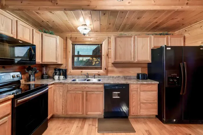 Full Kitchen with modern appliances. We provide all the essentials you'll need for a home cooked meal.