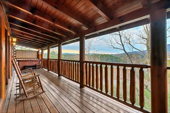 Enjoy mountain views from the back deck