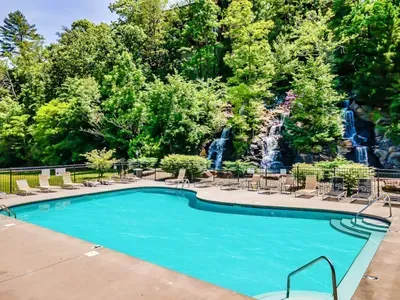 Enjoy the waterfall while you swim