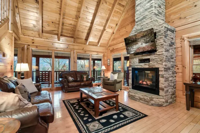 Enjoy the views and fireplace from the comfort of your couch
