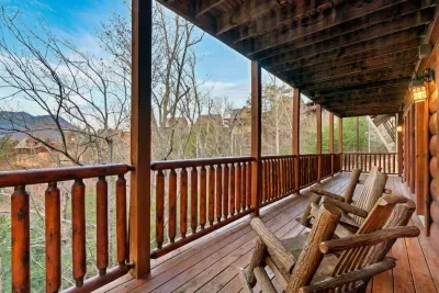 Enjoy mountain views from the back deck
