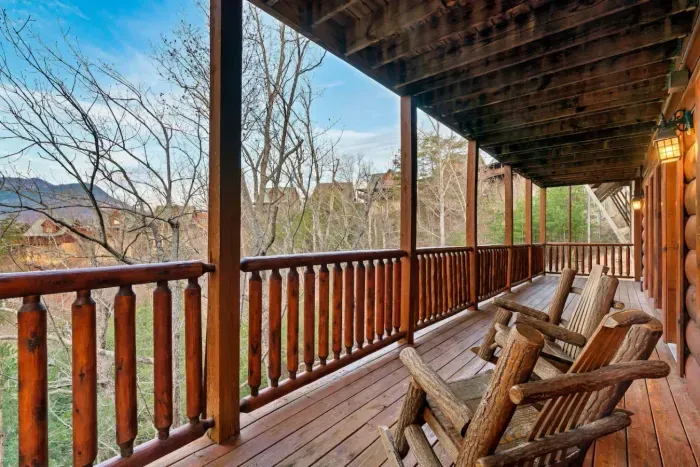 Enjoy mountain views from the back deck