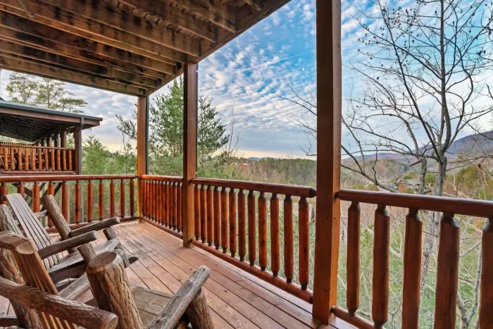 Enjoy mountain views from the back deck