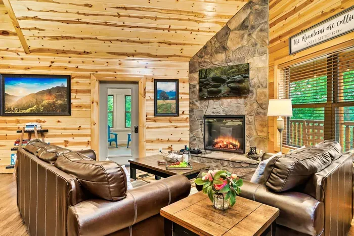 Gather around the fireplace! We have Direct TV with the sports and entertainment package so you'll never miss a game.