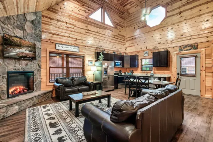 Gather around the fireplace! We have Direct TV with the sports and entertainment package so you'll never miss a game.