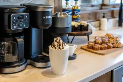 We also provide sugar and sugar-substitute packets, and flavored syrups to enjoy.