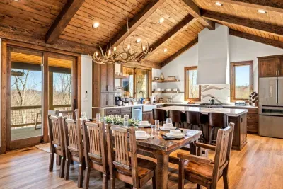 The dining table fits 10 comfortably.