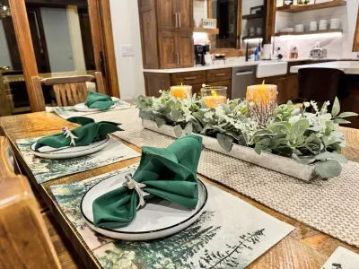 Ample seating for 10 makes family breakfasts or dinners a joy.