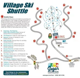 Don't want to drive!  Enjoy the Sugar Mountain free shuttle.  We are pick up spot #1.