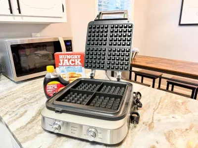 Gotta love making waffles before a big game!  Bring your favorite mix and syrup to enjoy!