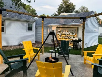 Our backyard is an entertaining oasis with a cauldron fire pit and 6 adirondack chairs.  We are also providing a brand new gas grill.  Make sure you read the cautionary directions while you're there!