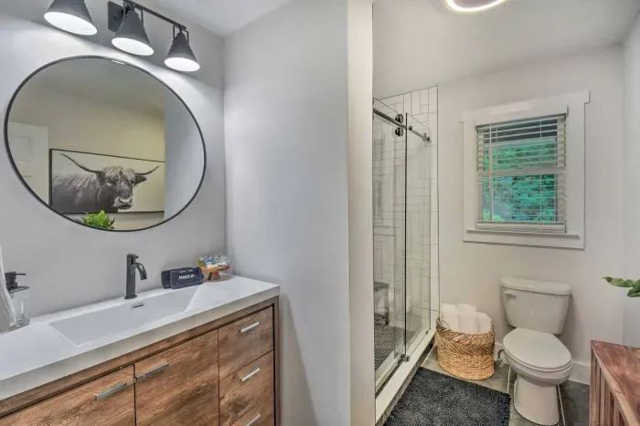 Downstairs guest bathroom had been completely renovated with all the modern luxuries 