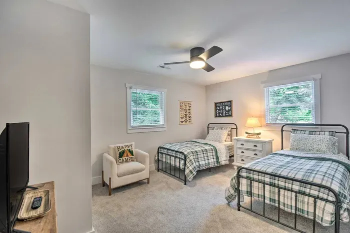 Two twins for extra sleeping space in this guest bedroom