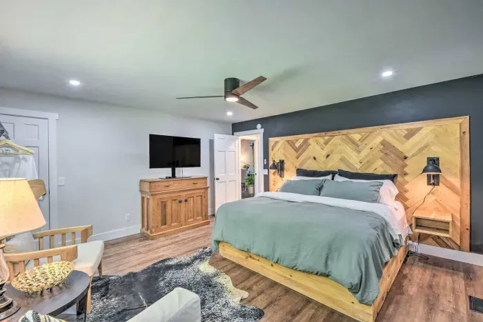 Unwind in style in the primary bedroom king bed