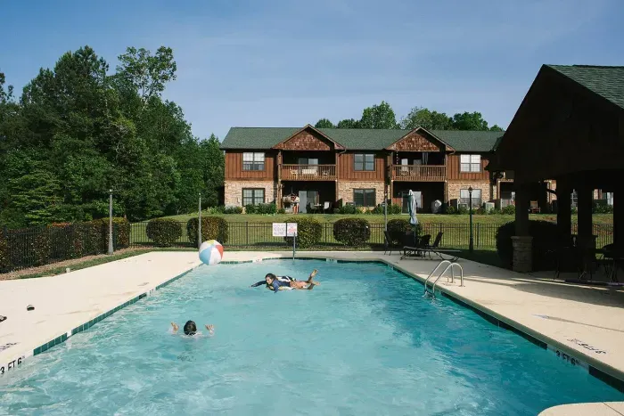 Patio overlooks the pool and just across the road from Lake Keowee!! Come hang out at the Lake and pool when your in town for a Clemson Game. 