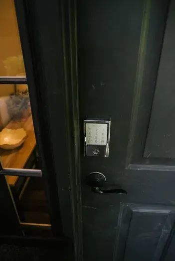 Modern security, effortless style: Discover the advanced door design that not only enhances safety but also adds a touch of sophistication to your stay.