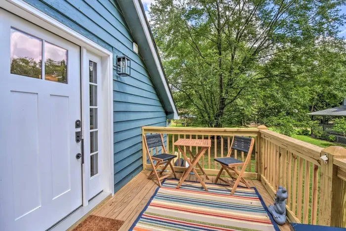 Sip your morning coffee or unwind in the evening on the back deck overlooking the river 