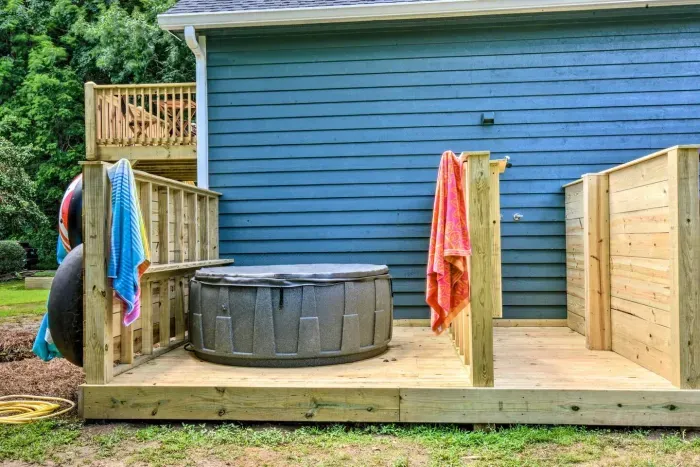 Indulge in ultimate relaxation and privacy in your hot tub as you take in the views of the Hiawassee River